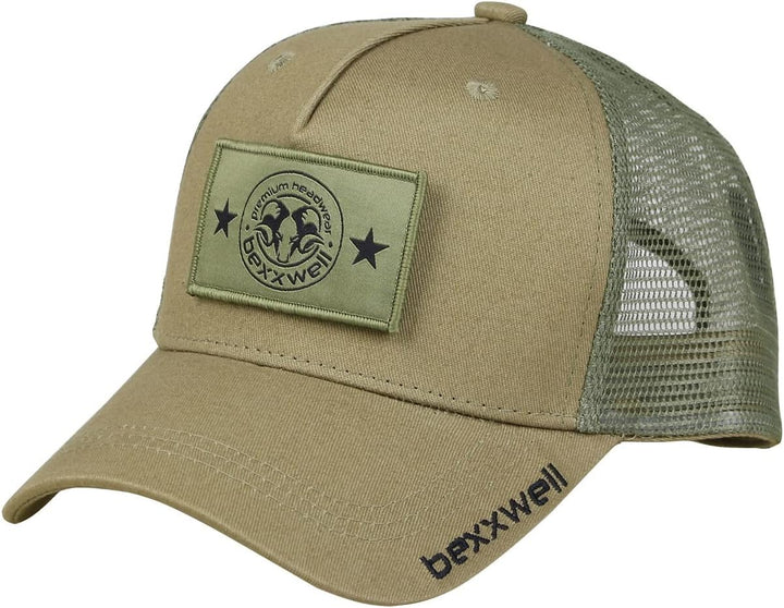 Bexxwell Trucker Cap grün mit Klett-Patch (optimale Passform, Kappe, Green, Truckercap, Logo, Cap, U