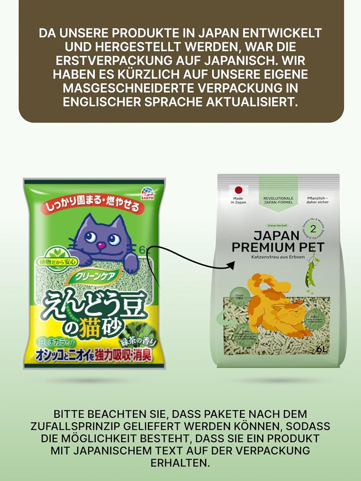 Tofu Katzenstreu aus Grünen Erbsen | Spülbar &amp; Klumpend | Antibakteriell | Geruchskontrolle &amp; Staubf