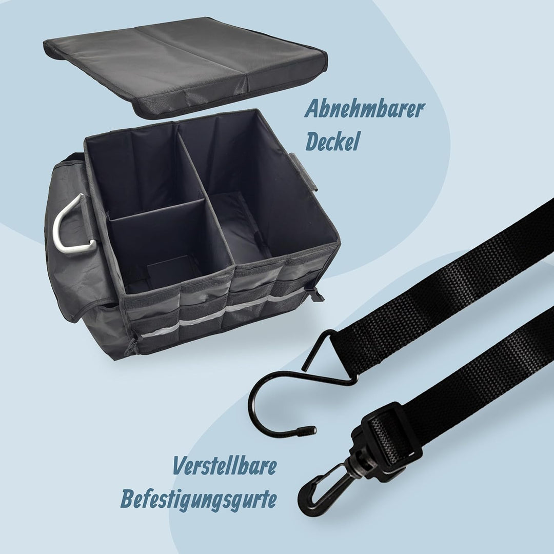 Relaxdays Kofferraum Organizer mit Deckel, entnehmbare Kühltasche, faltbar, HxBxT: 30 x 40 x 40 cm,