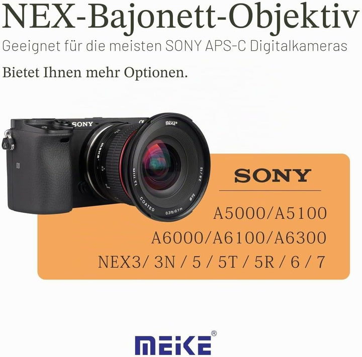 Meike Optics MK 12mm f2.8 Ultra-Weitwinkel Objektiv für Sony E-Mount, für Sony