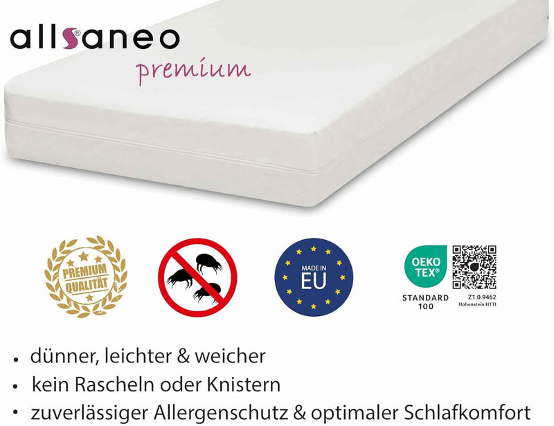 allsaneo Premium Allergiker-Matratzen-Bezug 180x200x8cm für Topper Anti Milben Encasing extra weich