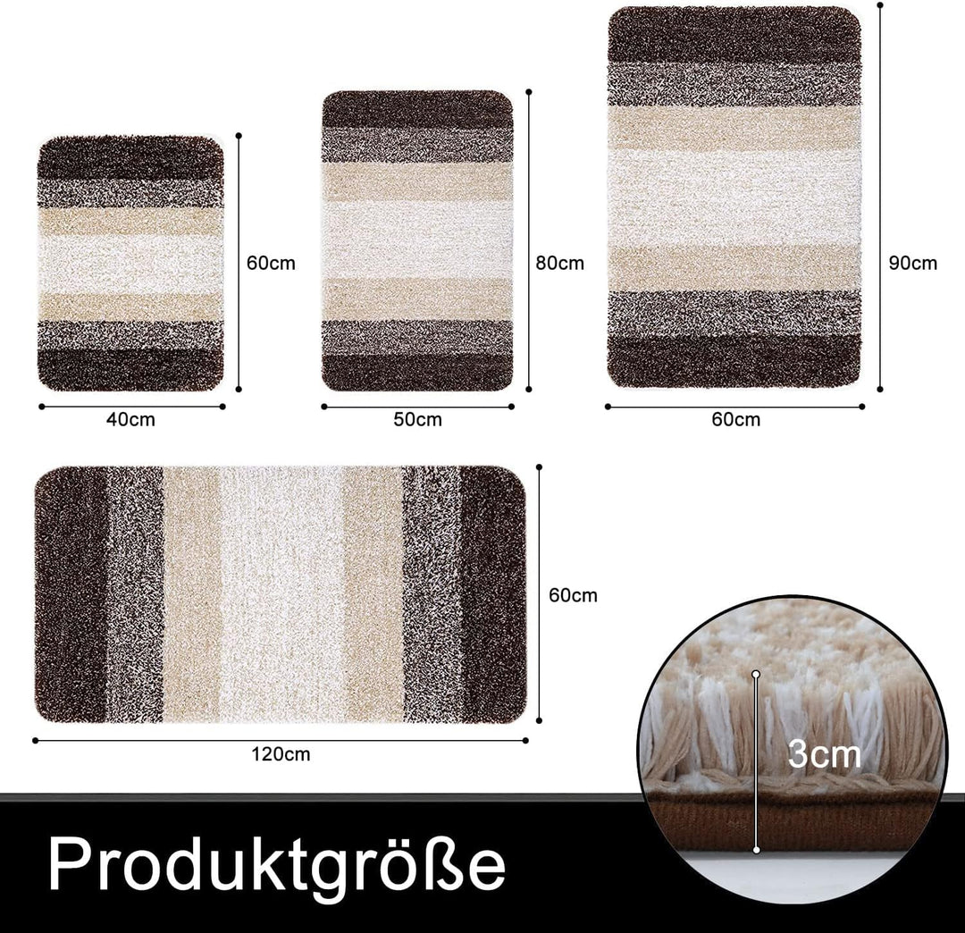 Homaxy Weich Badezimmerteppich 60x90 cm, rutschfest waschbar Badematte Flauschige Hochflor Badteppic