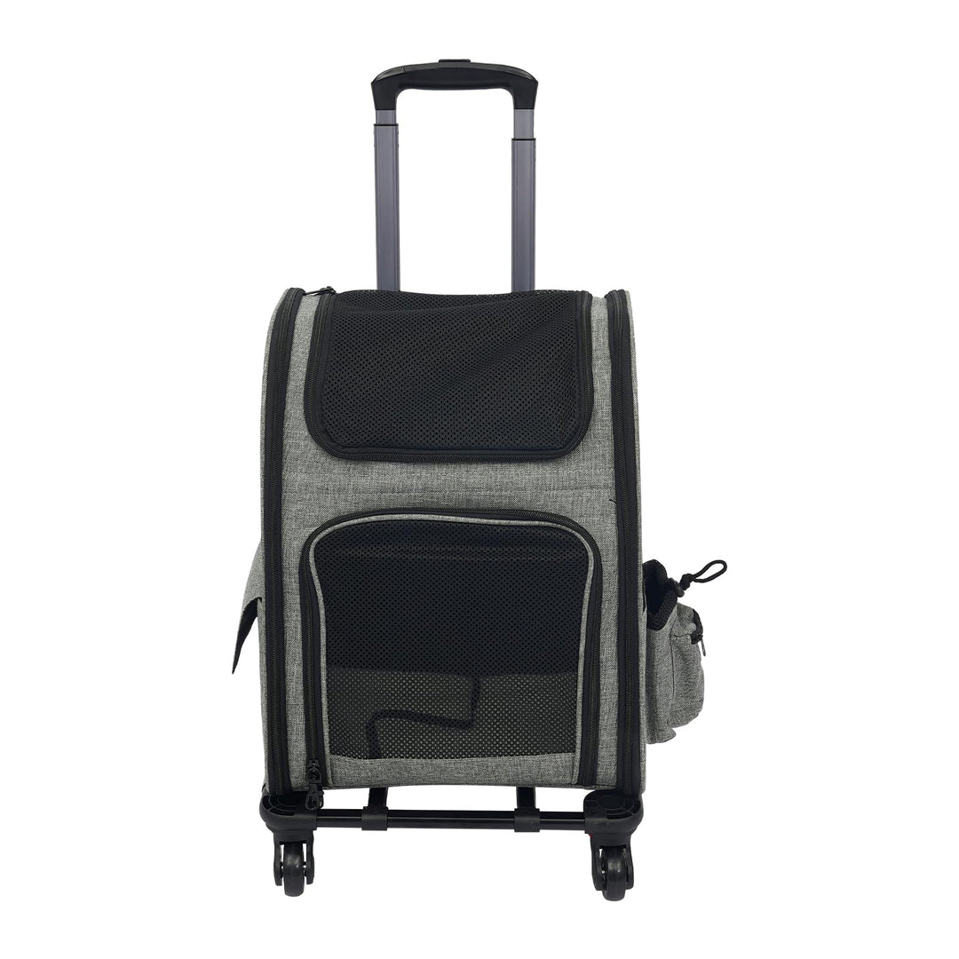 2 in1 Faltbarer Hunderucksack mit Rollen und Trolley Funktion, bis 15kg, erweiterbarer Katzenrucksac