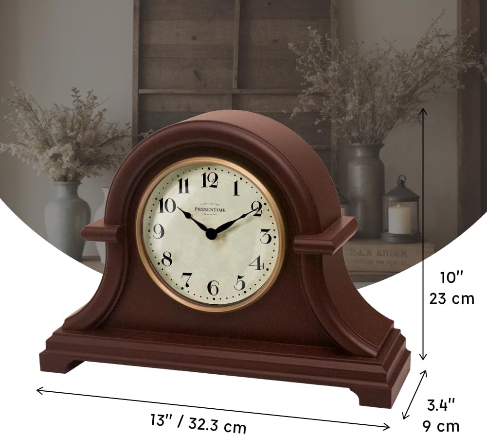 Presentime &amp; Co. Kaminuhr, Vintage-Landhaus-Serie, Napoleon-Schreibtisch- und Regaluhr, 33 x 25,4 cm