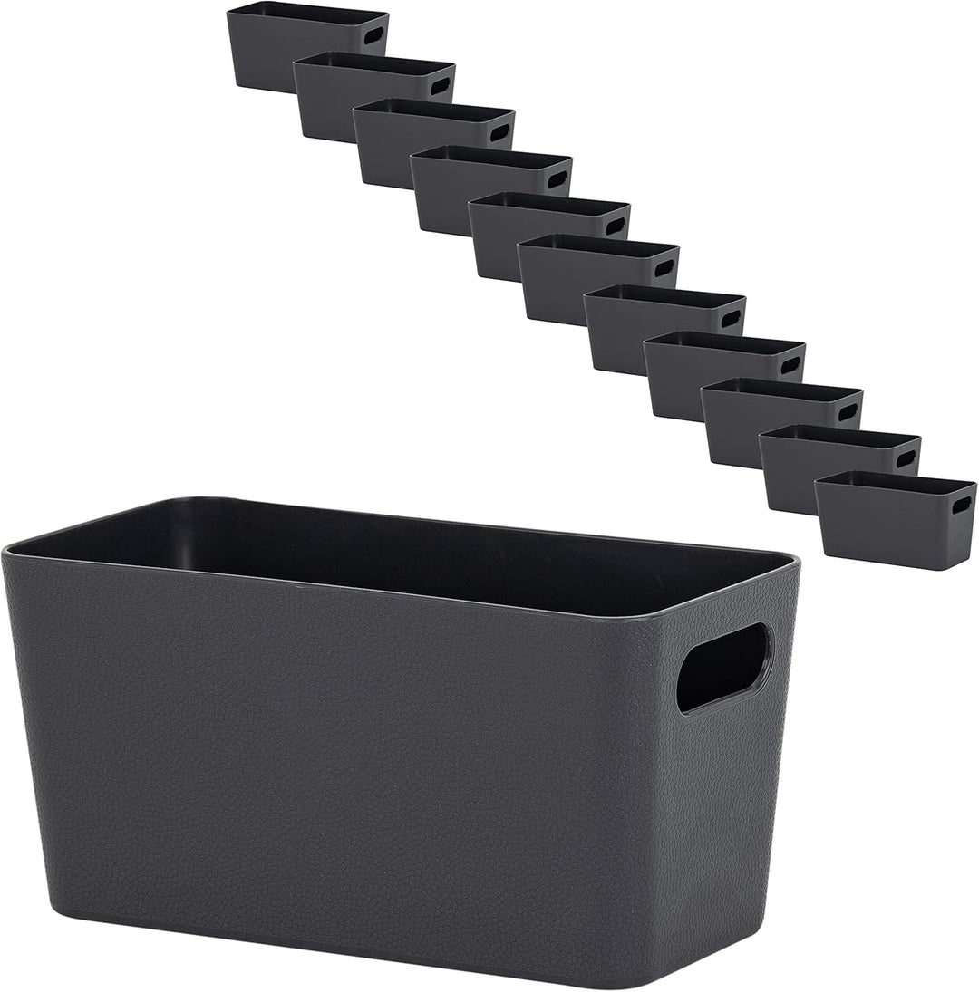 12 x Ordnungsbox - 10 cm hoch - anthrazit - 20 x 10 cm - Ordnungskorb - Regalorganizer Wandregal - S