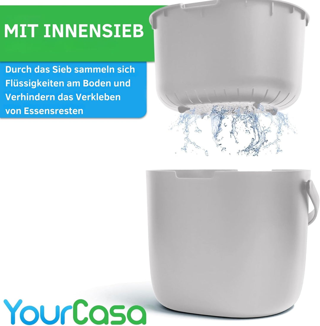 YourCasa Biomülleimer Küche 3,6L - Komposteimer für alltäglichen Biomüll Behälter Spülmaschinenfest