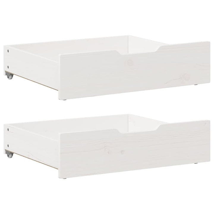 Bettschubladen 2er Set Weiss 65x55x17 cm Unterbettkommode aus Massivholz Kiefer Stauraum für Bettwäs