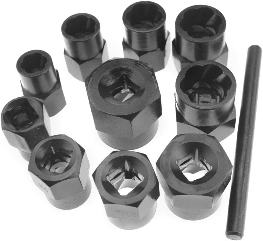 Create idea 3/8 Zoll Antieb-Steckschlüssel, 9 bis 19 mm Stehbolzenausdreher für beschädigte Mutter,