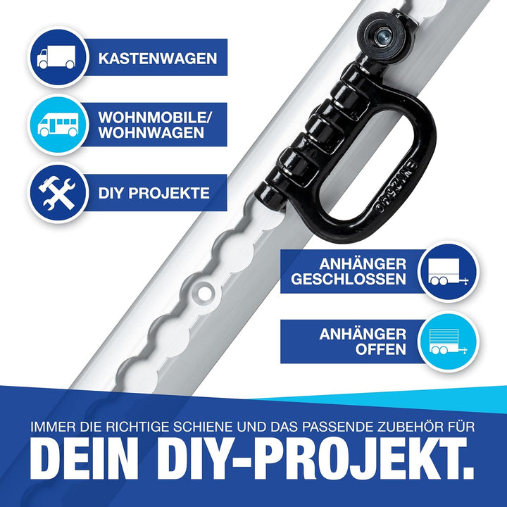 NTG 2 Stück je 1 m Airlineschiene halbrunde Form aus Aluminum mit Bohrungen | Ladungssicherung für L