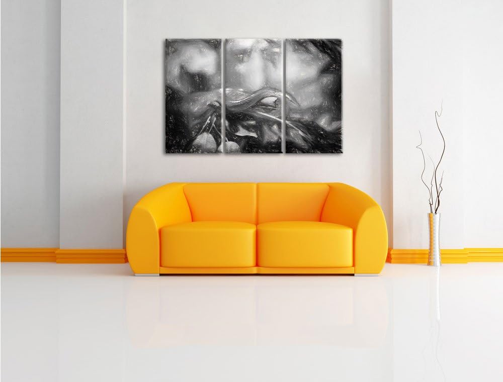 Pixxprint Raue grüne Schlange Kunst als Leinwandbild/Grösse: 3 Teilig (120x80 cm) cm/Wandbild/Kunstd