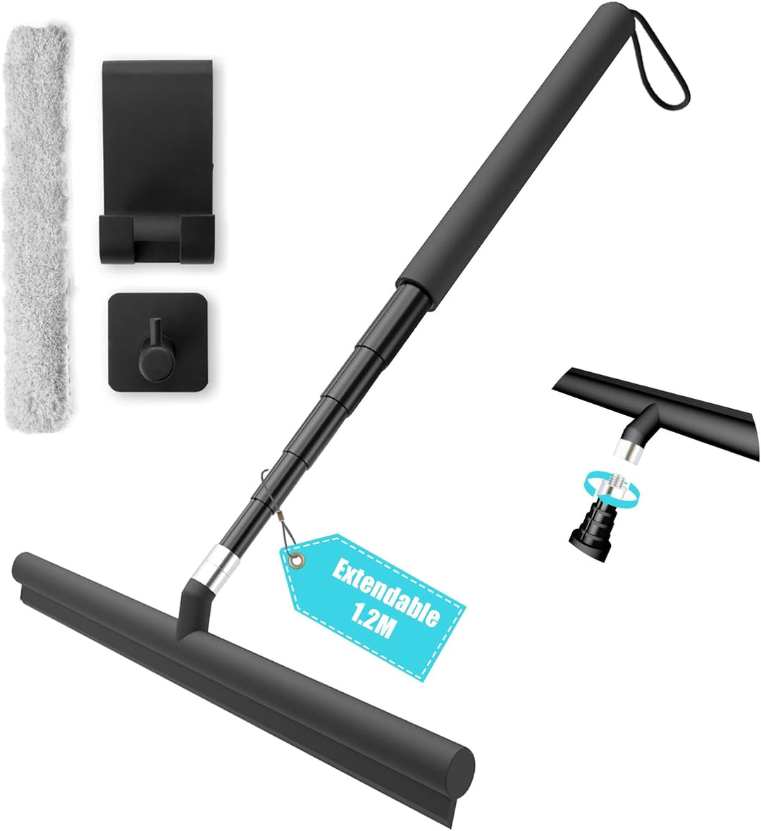 Duschabzieher Set mit Halterung, Ohne Bohren Abzieher, Duschabzieher Einstellbar 30-120cm, Dusche Ba