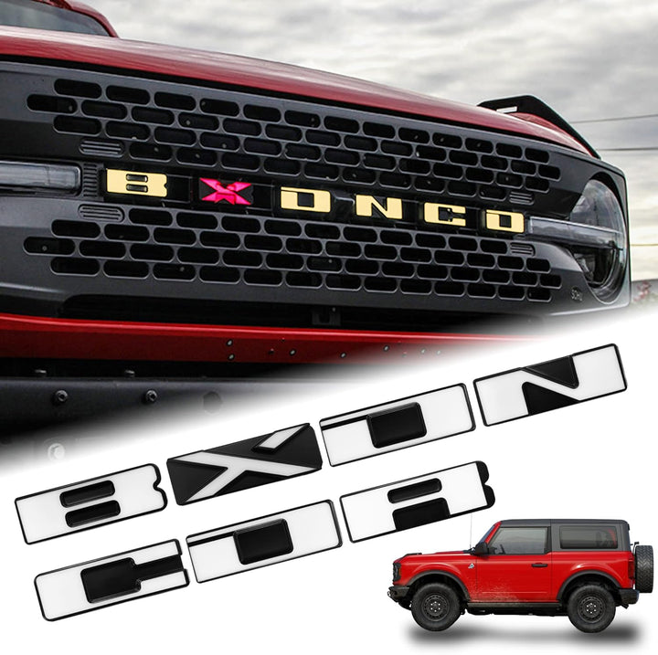 Emblem Logo Bronco LED-Licht für Ford Bronco 2021 2022 2023 2/4 Tür Kühlergrill Emblem Gelb (Nur SUV