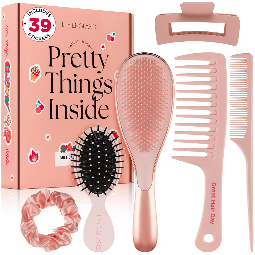 Lily England Haarpflege-Set für Teenager-Mädchen, Bürste &amp; Kamm, 6-teilig