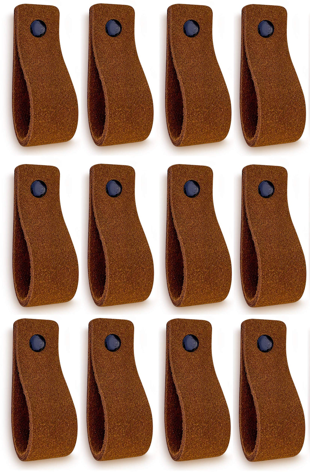 Brute Strength - Ledergriffe für Möbel - Wildleder - Cognac - 12 Stück - 16,5 x 2,5 cm - Schrankgrif