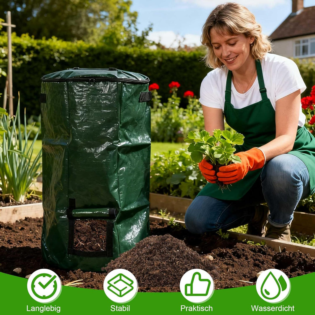aleawol 2 Stück Stand up Komposter Garten 130 Liter Composter Garten Komposttonne Zylindrisch Schnel