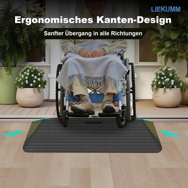LIEKUMM 3,8 cm Höhe 1000 kg Tragfähigkeit Anti-Rutsch-Türstufenrampe, Naturkautschuk Rollstuhl Schwe