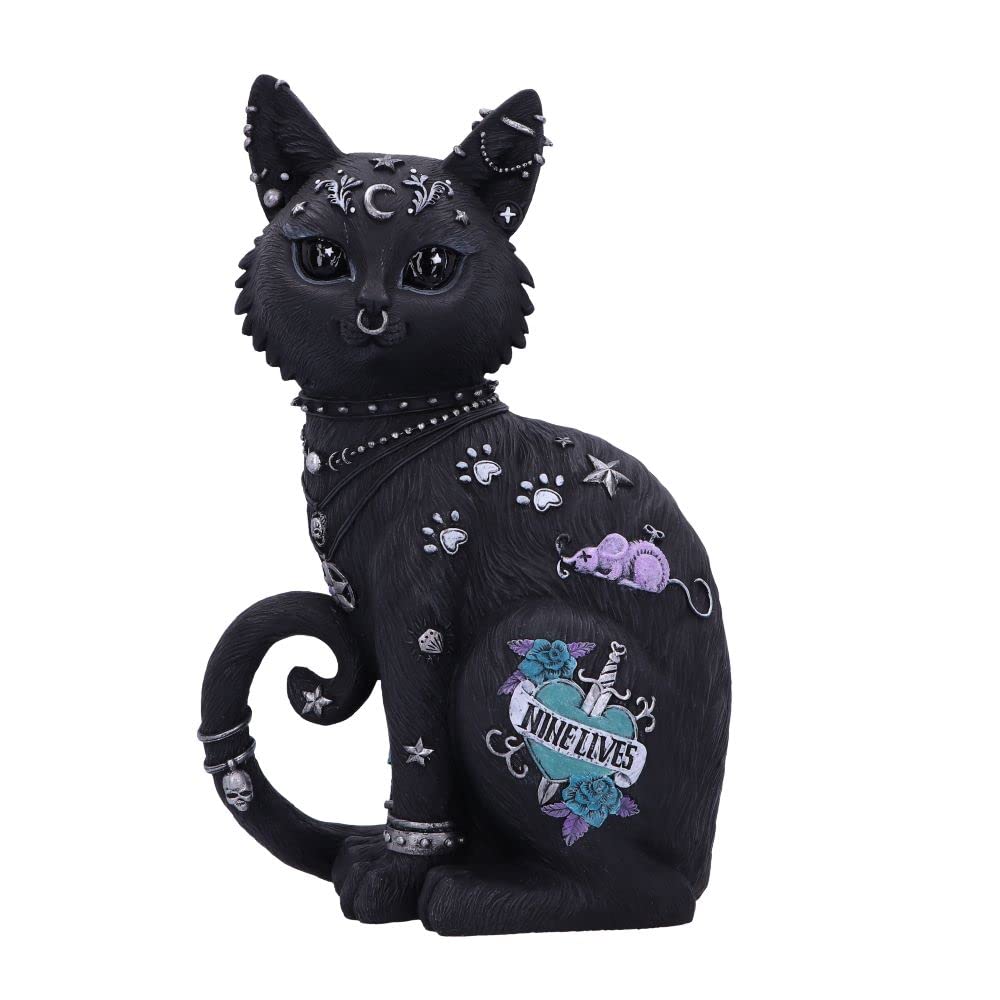 Nemesis Now Nine Lives Katzenfigur, Schwarz, 22 cm, B5886V2 22 cm Schwarz, 22 cm Schwarz