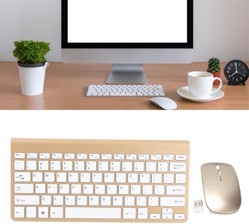 Bewinner 78 Tasten 2,4 G Kabelloses Tastatur-Maus-Set, USB-dünn Geätzte Tastenkappen Ergonomie Stumm