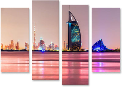 Bild Bilder auf Leinwand Dubai Skyline in der Abenddämmerung Wandbild, Poster, Leinwandbild MXR 130x