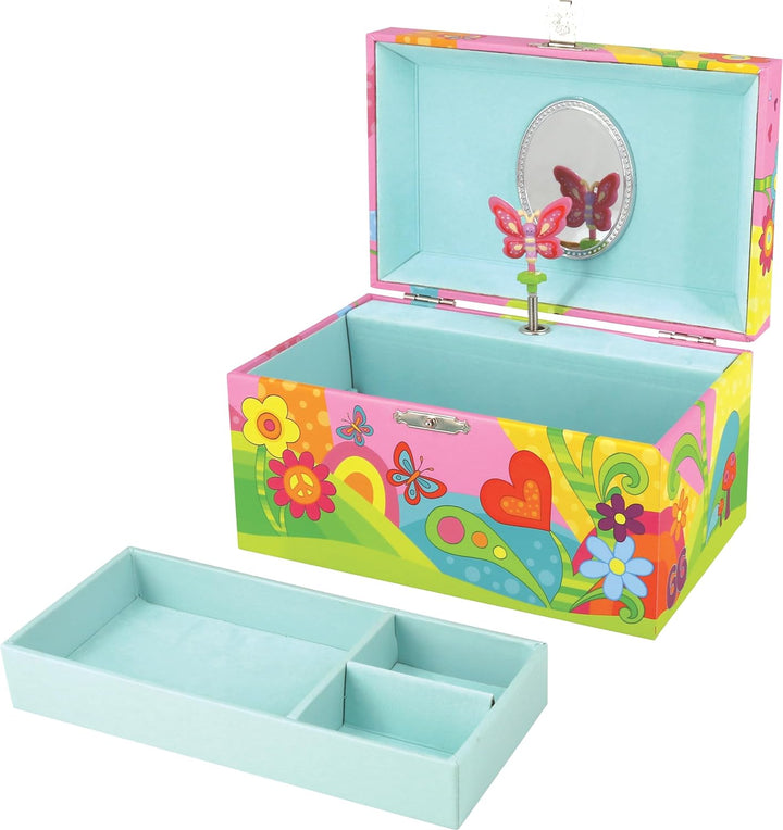 goki 60648 - Musikspieldose Schmetterlingswiese – farbenfrohes goki66 Schmuckkästchen mit tanzendem