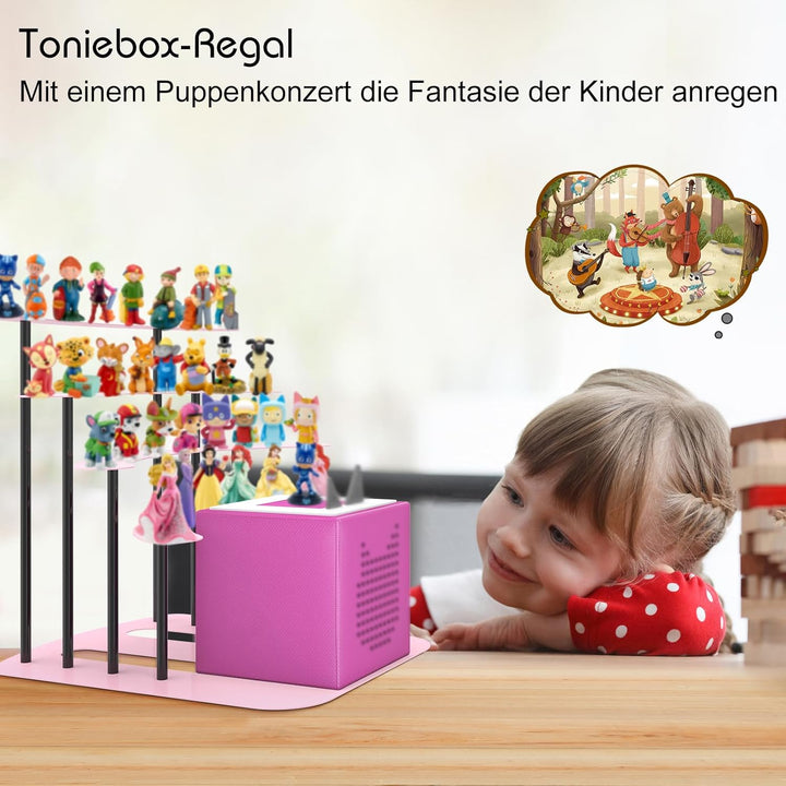 Regal für Tonie, Metall Display ständer für Toniebox，Aufbewahrungsregal für 30–40 Figuren , kinderzi