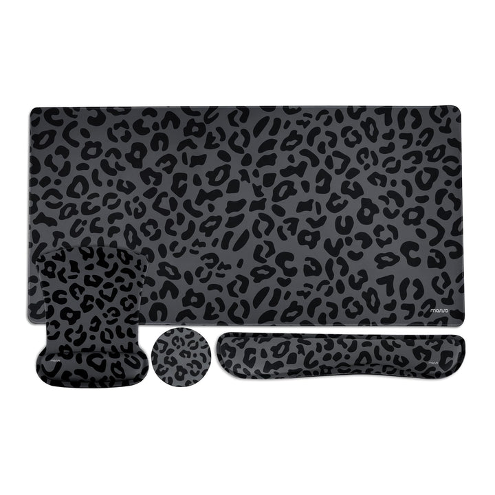 MOSISO Handballenauflage für Mauspad&amp;Tastatur Set, Ergonomische Schreibtischunterlage mit Leoparden&amp;