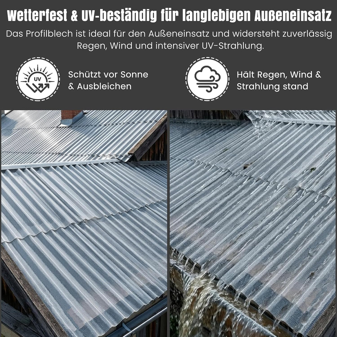 LP Projekt Wellplatten 5er-Set - Robuste, leicht & langlebig klar Wellplatten Dach 104,5 × 350 cm |
