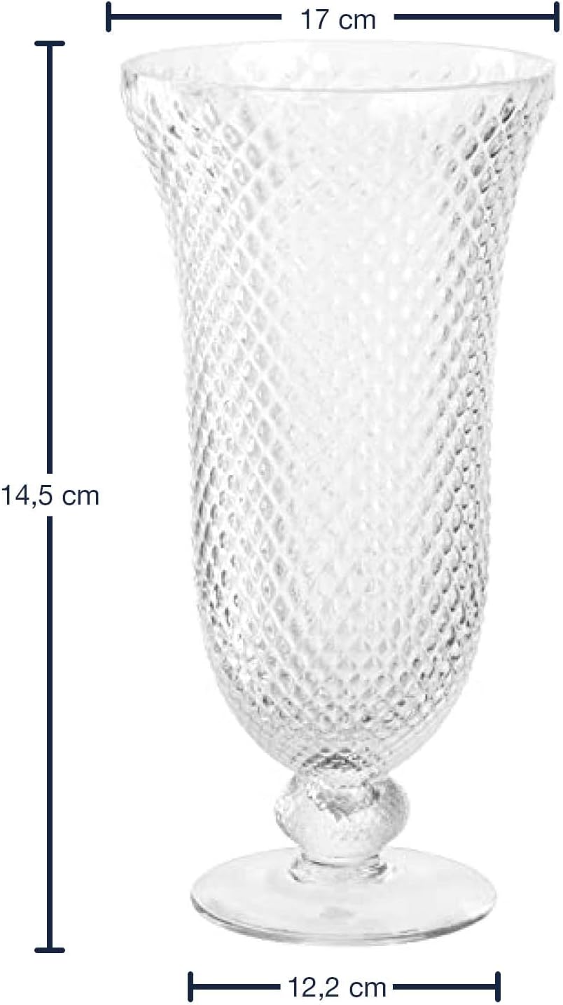 Leonardo Poesia Dekovase aus Glas auf Fuss, handgefertigte Deko-Vase mit eltegant strukturierter Obe