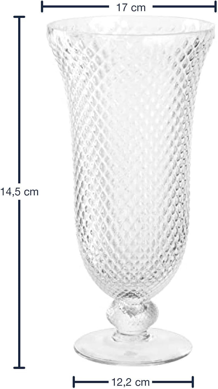 Leonardo Poesia Dekovase aus Glas auf Fuss, handgefertigte Deko-Vase mit eltegant strukturierter Obe