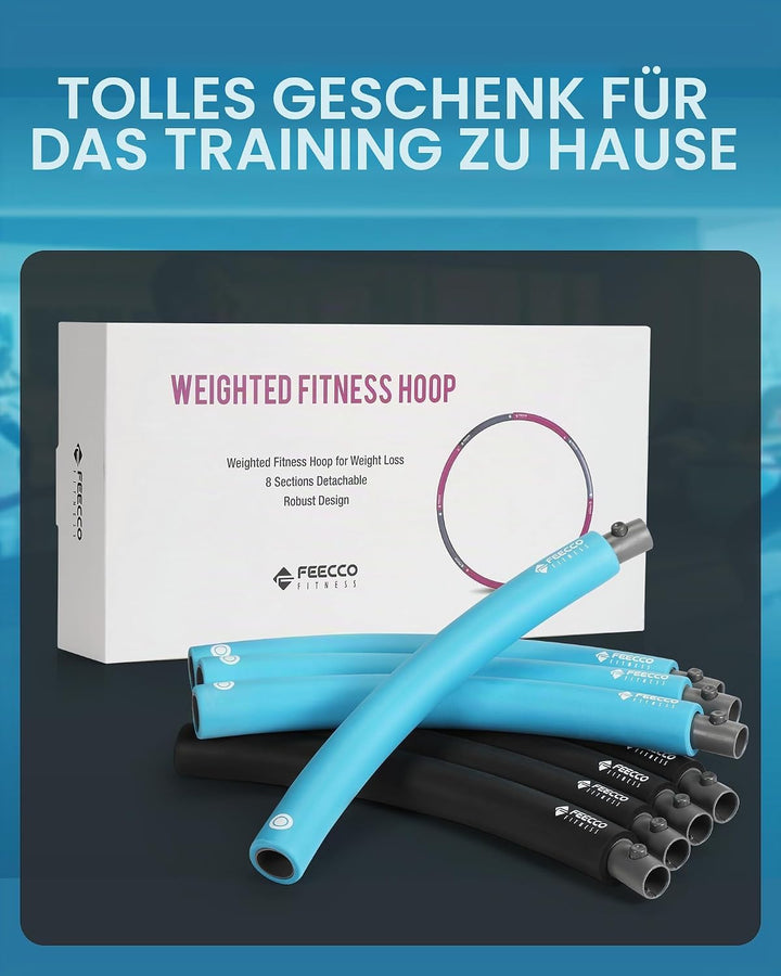 FEECCO Hula Hoop Reifen Erwachsene - hullahub Reifen zum Abnehmen Blau 1.0 kg, Blau 1.0 kg