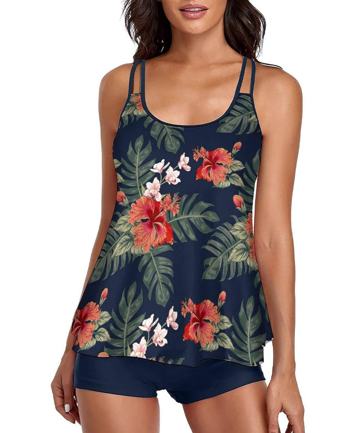 wihnsinop Tankini Damen Bauchweg Bademode Set Damen Freizeit Tankini Badeanzug Zweiteiler Tankinis S