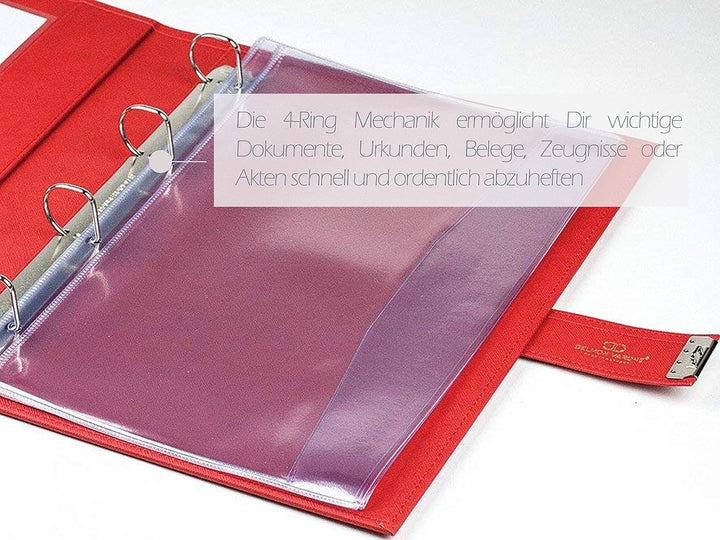 DELMON VARONE - Personalisierbare Dokumentenmappe DIN A4 mit Schloss & Schlüssel inkl. 3 Klarsichthü
