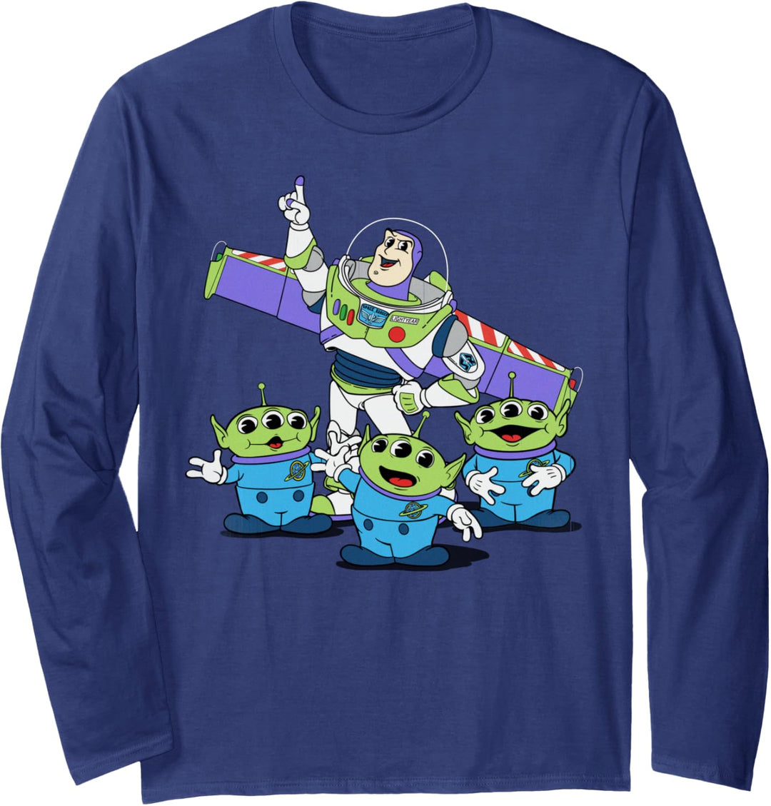 Disney Pixar Toy Story Buzz And Aliens Vintage Poster Langarmshirt