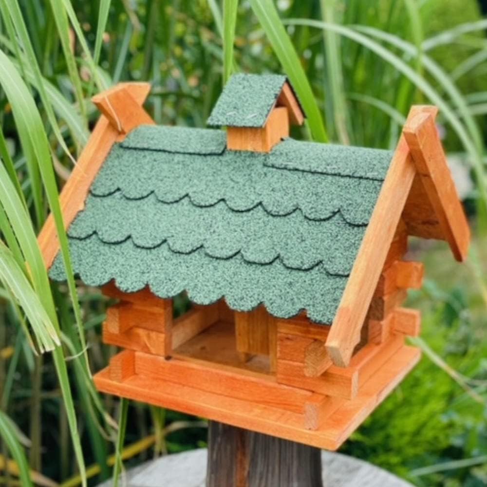 Rechteckiges Vogelhaus M - XL wetterfest aus Holz Vogel Futterstelle Haus mit und ohne Ständer (Grös