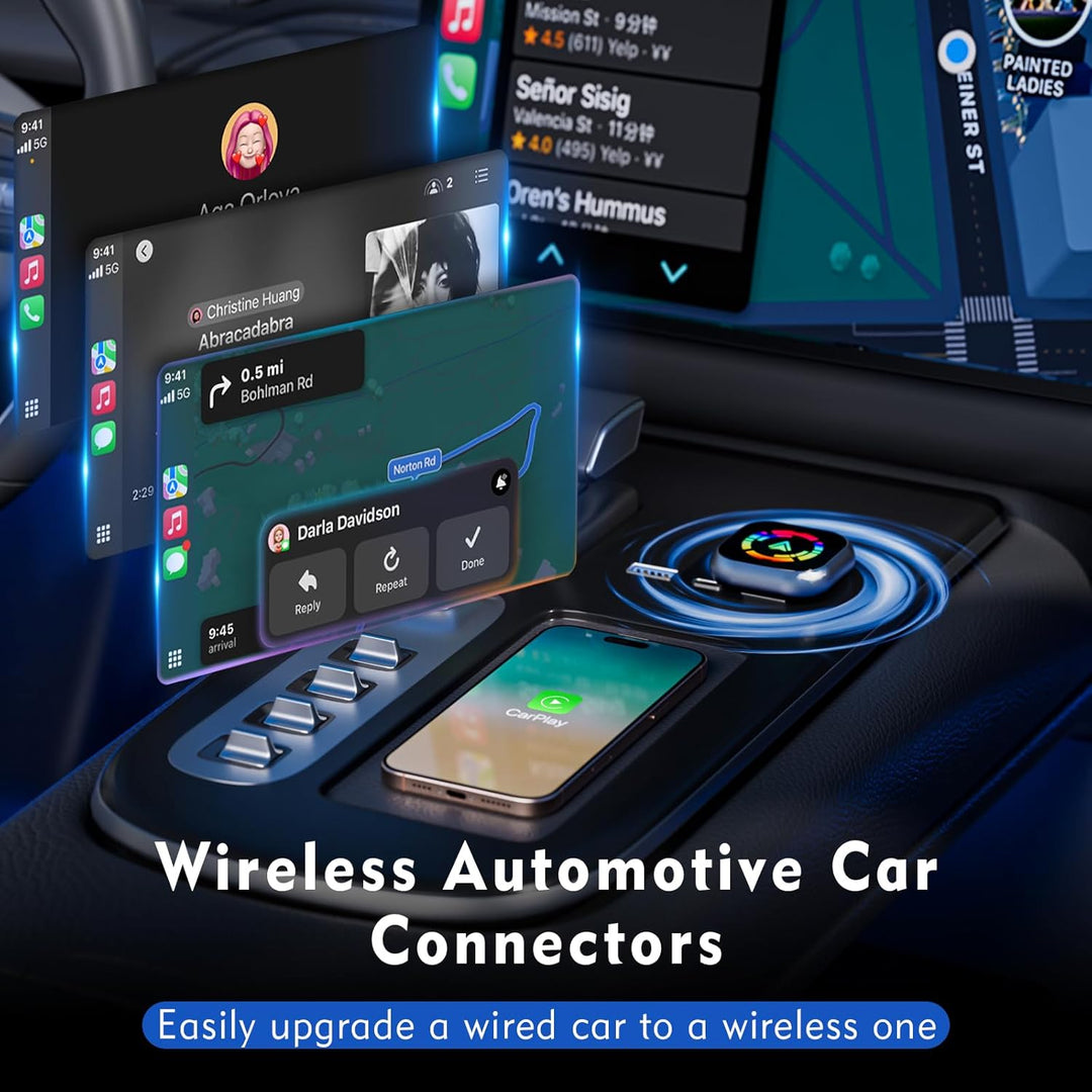 Wireless Carplay Adapter, 2 in 1 Android Auto&Carplay Wireless Adapter, Upgrade auf kabelloses CarPl