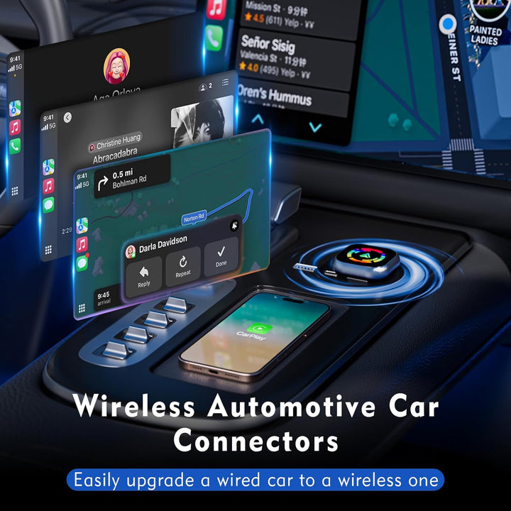 Wireless Carplay Adapter, 2 in 1 Android Auto&Carplay Wireless Adapter, Upgrade auf kabelloses CarPl