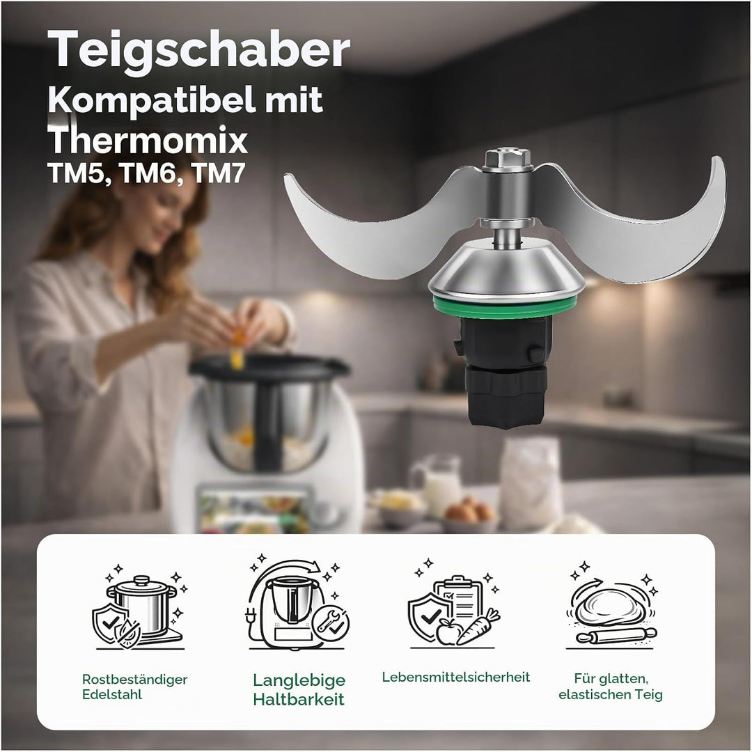 Teigmesser für Thermomix TM7, TM6 &amp; TM5 aus Edelstahl von MMOBIEL – Teigmischmesser Ersatzteil Ideal