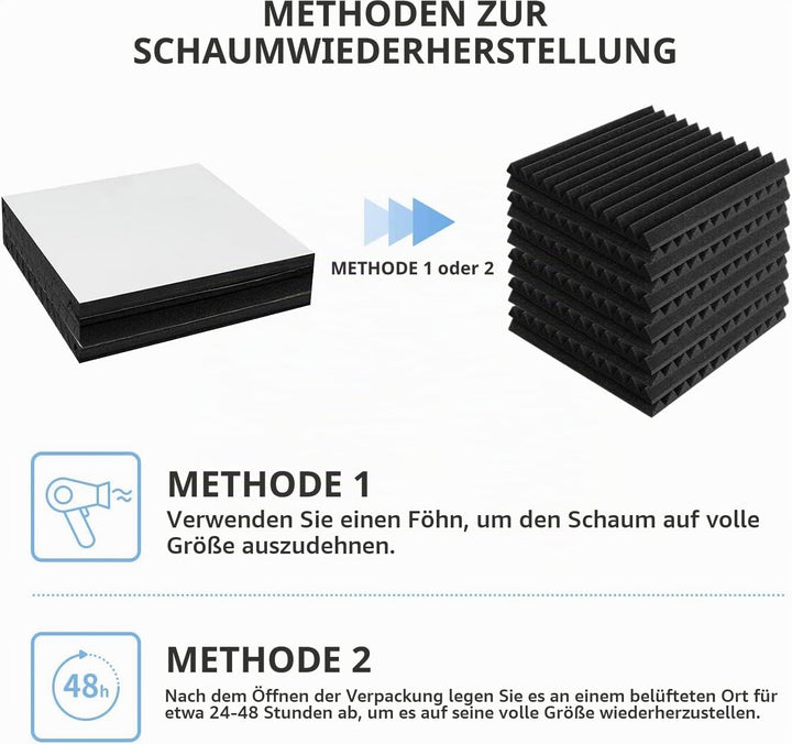 Wemk Akustikschaumstoff, 36 Stück Noppenschaumstoff mit Selbstklebender Rückseite, Akustik Platten A
