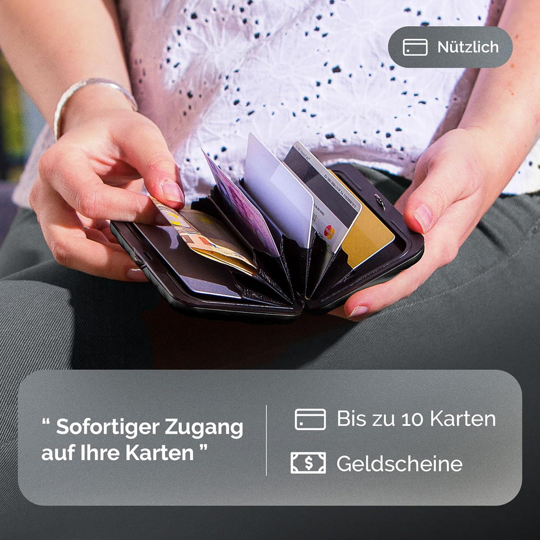 ÖGON Smart Wallets - Aluminium Geldbörse Quilted Button für Damen - RFID-Schutz - Bis zu 10 Karten u