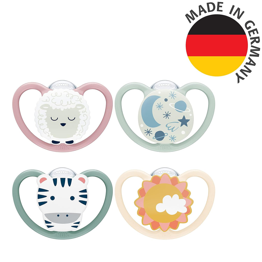 NUK Space Day & Night Babyschnuller | 18-36 Monate | Im Dunkeln leuchtende Schnuller mit zusätzliche