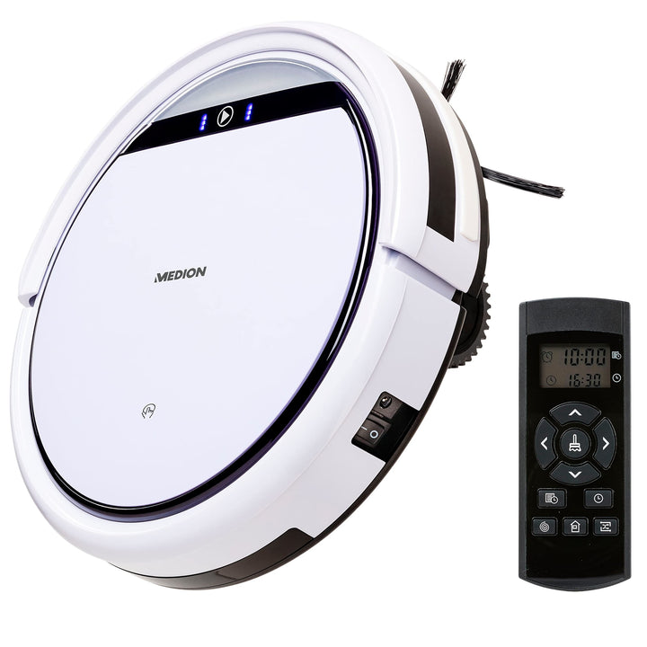 MEDION Saugroboter mit Ladestation E32 (Modell 2021, Roboterstaubsauger für Hartböden, Fliesen, Lami