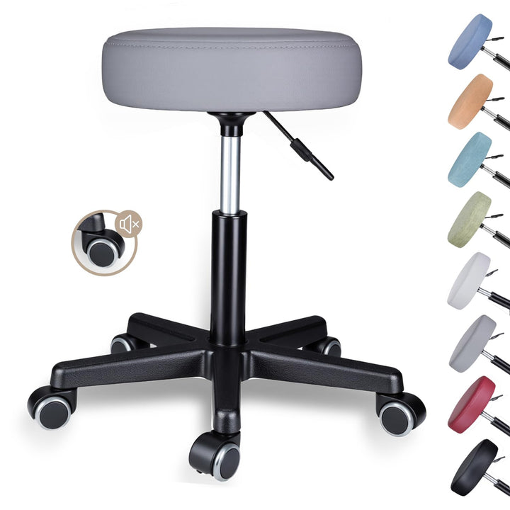 Zedelmaier Rollhocker höhenverstellbar, Bürohocker mit Gummirollen, 360° drehbar Hocker mit Rollen &
