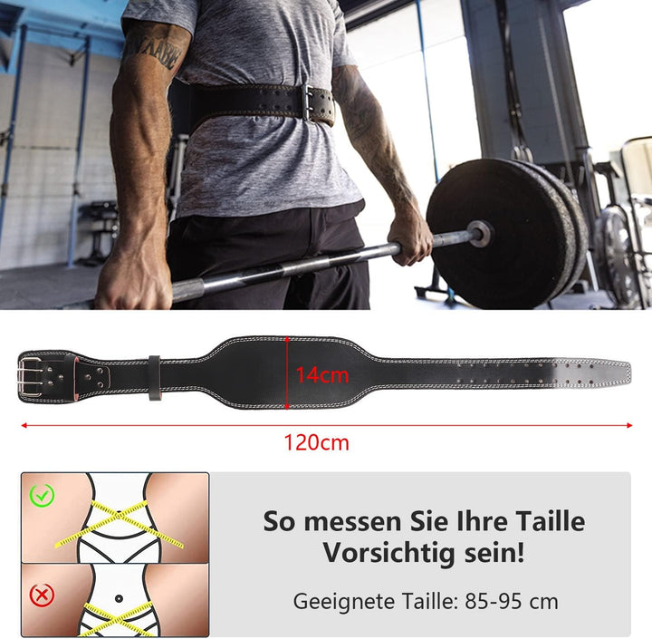 14cm Breit Gewichthebergürtel 120cm Längen Leder weightlifting gym belt Verstellbar Lendenwirbelunte