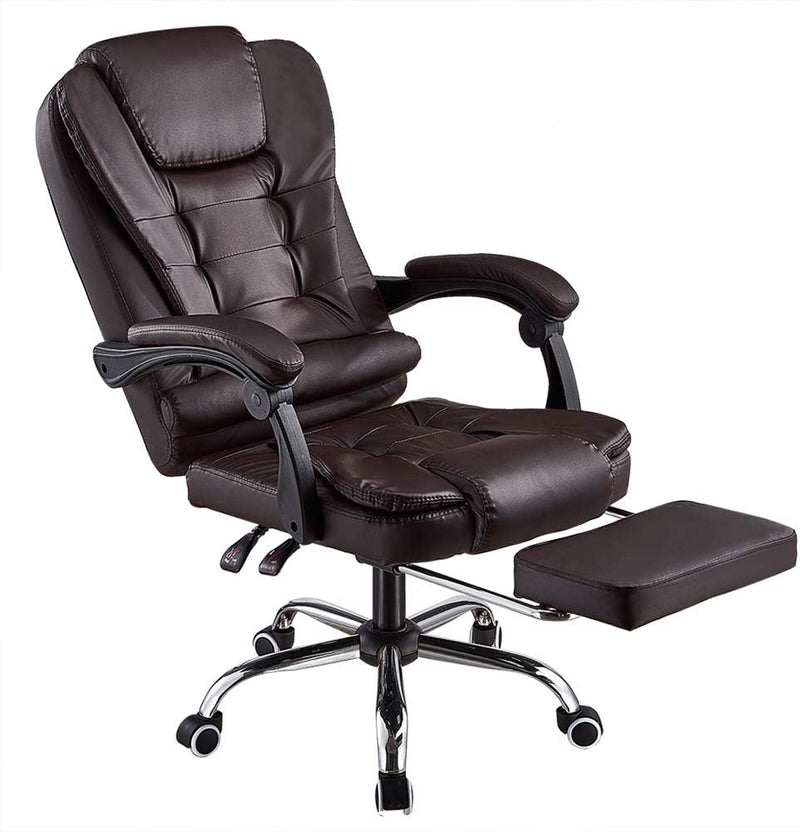 Panana Bürostuhl Heavy-Duty Executive Liegesessel mit Fussstütze aus PU-Leder Gaming-Stuhl (Braun),