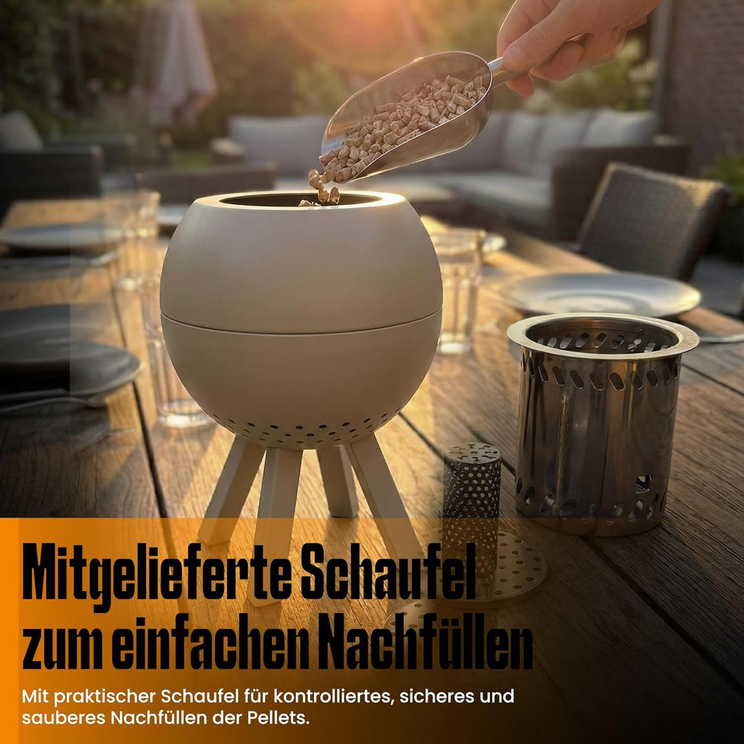 Feuerschale, Feuerstelle,Doppelwandig,Hitzebeständig,Raucharm (Beige), Beige