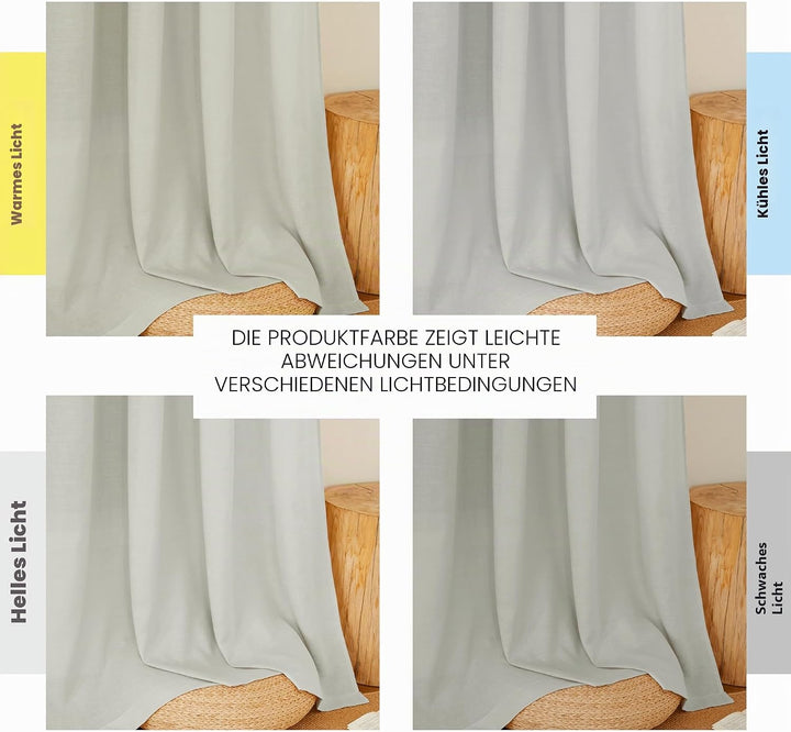 PONY DANCE Extra Lange Gardinen und Vorhänge Halbtransparent Leinen Gardinen mit Ösen 2er Set Halbtr
