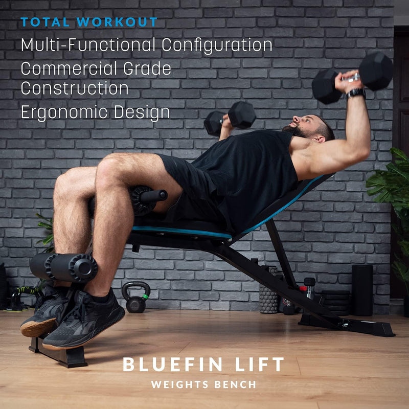 Bluefin Fitness Weight Bench Adjustable | Easily Switch Between Incline Decline Bench Exercises | Fo