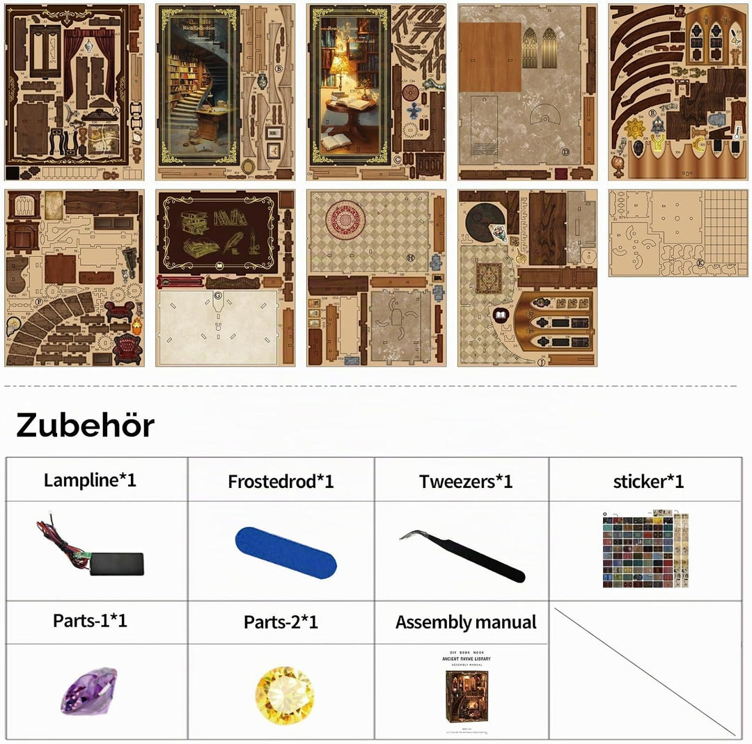 Book Nook Kit, DIY Miniatur Haus Puppenhaus Bausatz Bücherregal Deko für Jugendliche und Erwachsene（