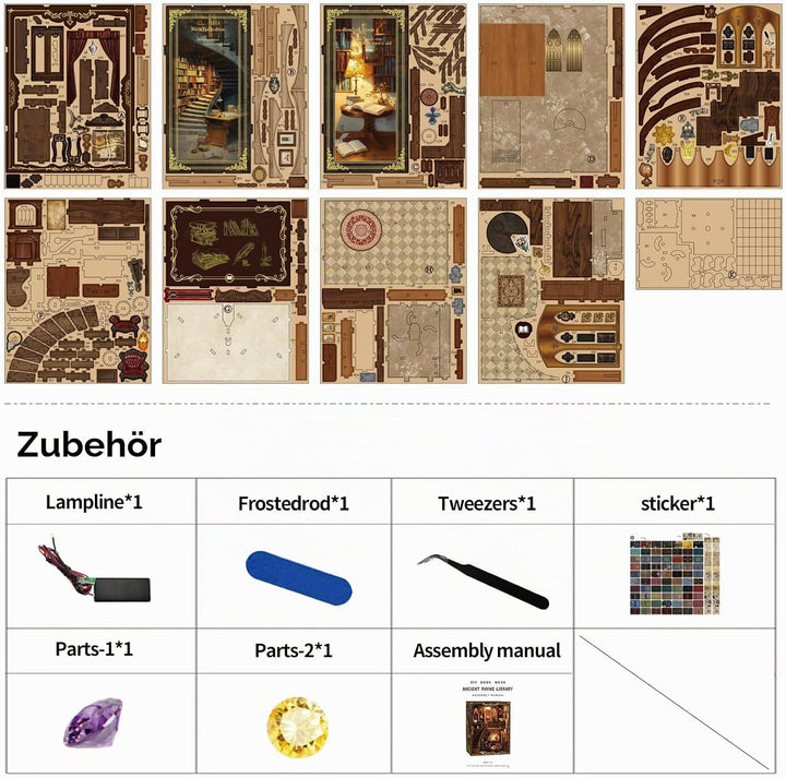 Book Nook Kit, DIY Miniatur Haus Puppenhaus Bausatz Bücherregal Deko für Jugendliche und Erwachsene（