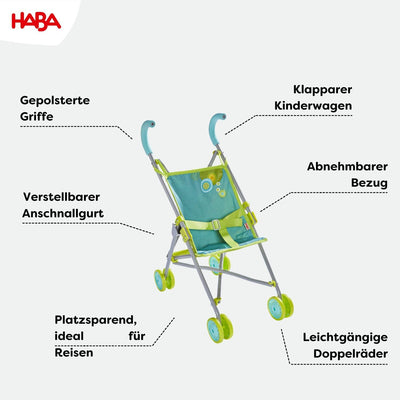 HABA 306208 - Puppenbuggy Sommerwiese, Puppen Zubehör ab 3 Jahren